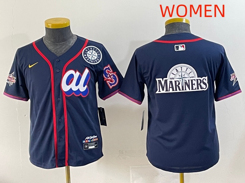 Women 2025 Seattle Mariners Blank Drak Blue All star Blank Blue Nike MLB Jersey style 9->women mlb jersey->Women Jersey